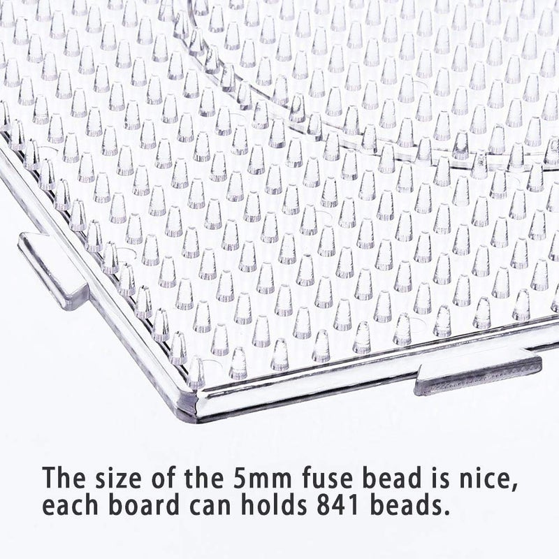 EGOSKY Fuse Bead Boards, 6Pcs 5mm Large Square Clear Plastic Beads Pegboards with 2Pcs Beads Tweezers and 6Pcs Lroning Paper for Kids Craft Beads - Image 4
